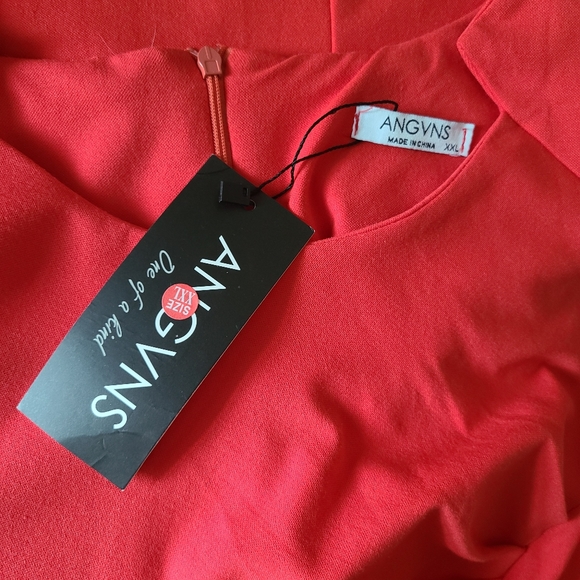 ANGVNS | Orange Stretchy Bodycon Cocktail Dress - Picture 7 of 7
